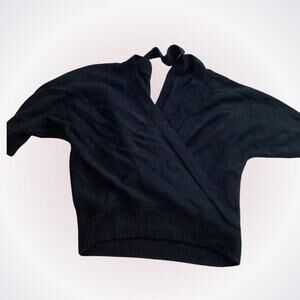 Tobi Black Oversized Knit Cross Front Sweater | Sz S